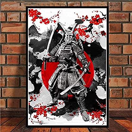 Samurái con dos espadas sobre un fondo precioso 