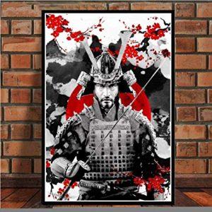 Cuadros de samuráis amenazantes